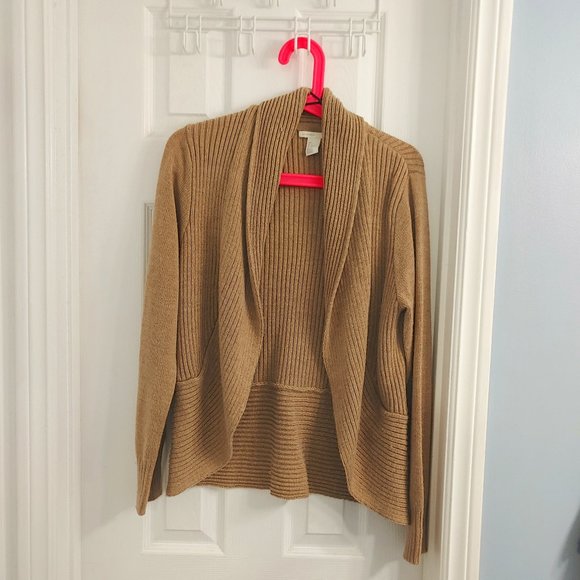 H&M Sweaters - H&M Basic Tan Brown Knit Shawl-collar Open Cardigan